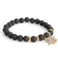 Black Agate Hamsa Gemstone Bracelet
