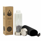 Relaxing Amethyst Crystal Infused Glass Water Bottle - Chips