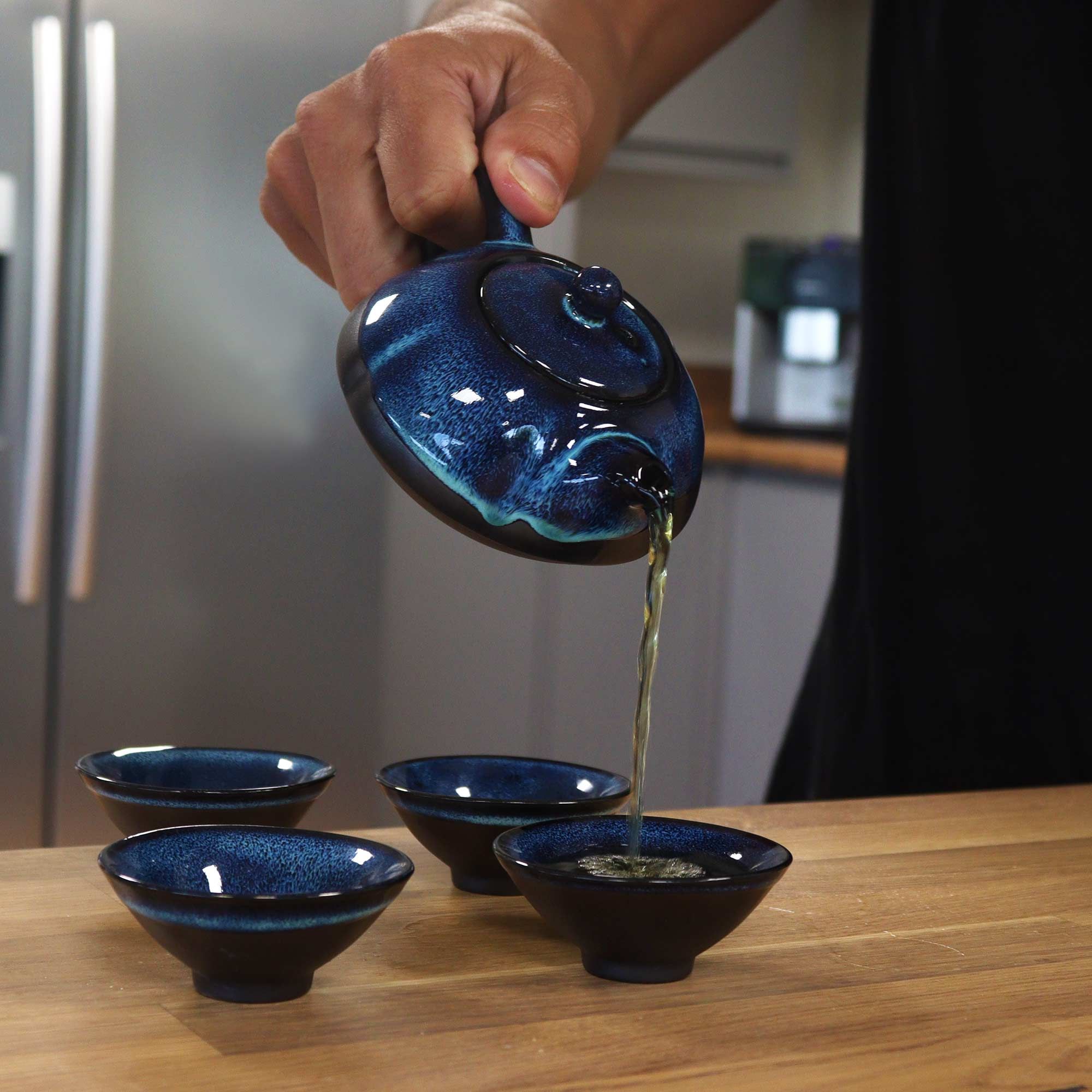 Herbal Blues Teapot Set With Four Cups