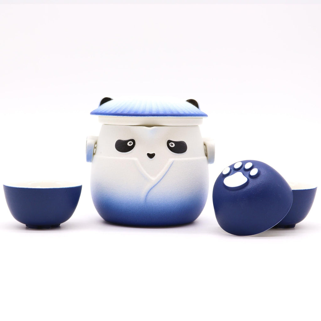 Sky Blue Panda Teapot Set With Three Cups