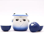 Sky Blue Panda Teapot Set With Three Cups