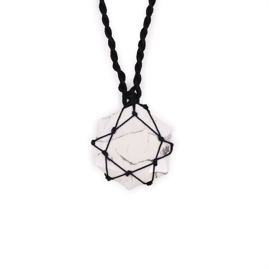 White Howlite Laced Hexagon Gemstone Pendant