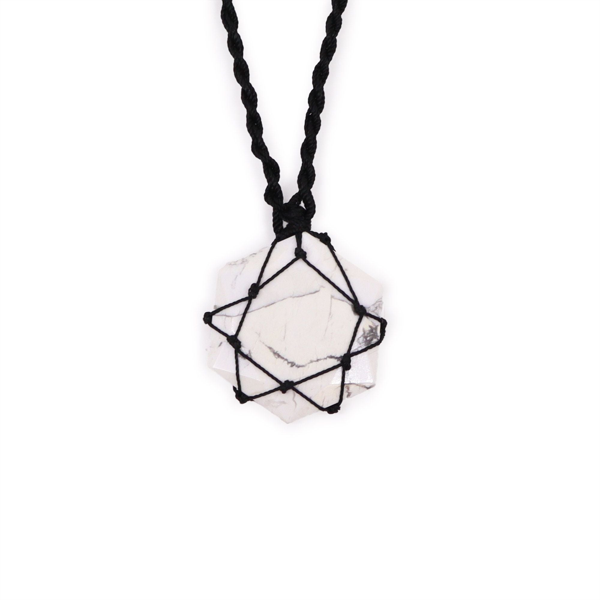 White Howlite Laced Hexagon Gemstone Pendant