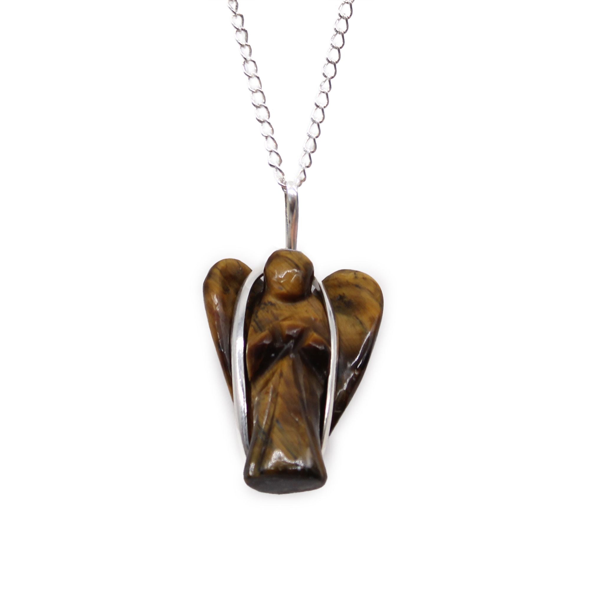 Tiger Eye Guardian Angel Gemstone Pendant