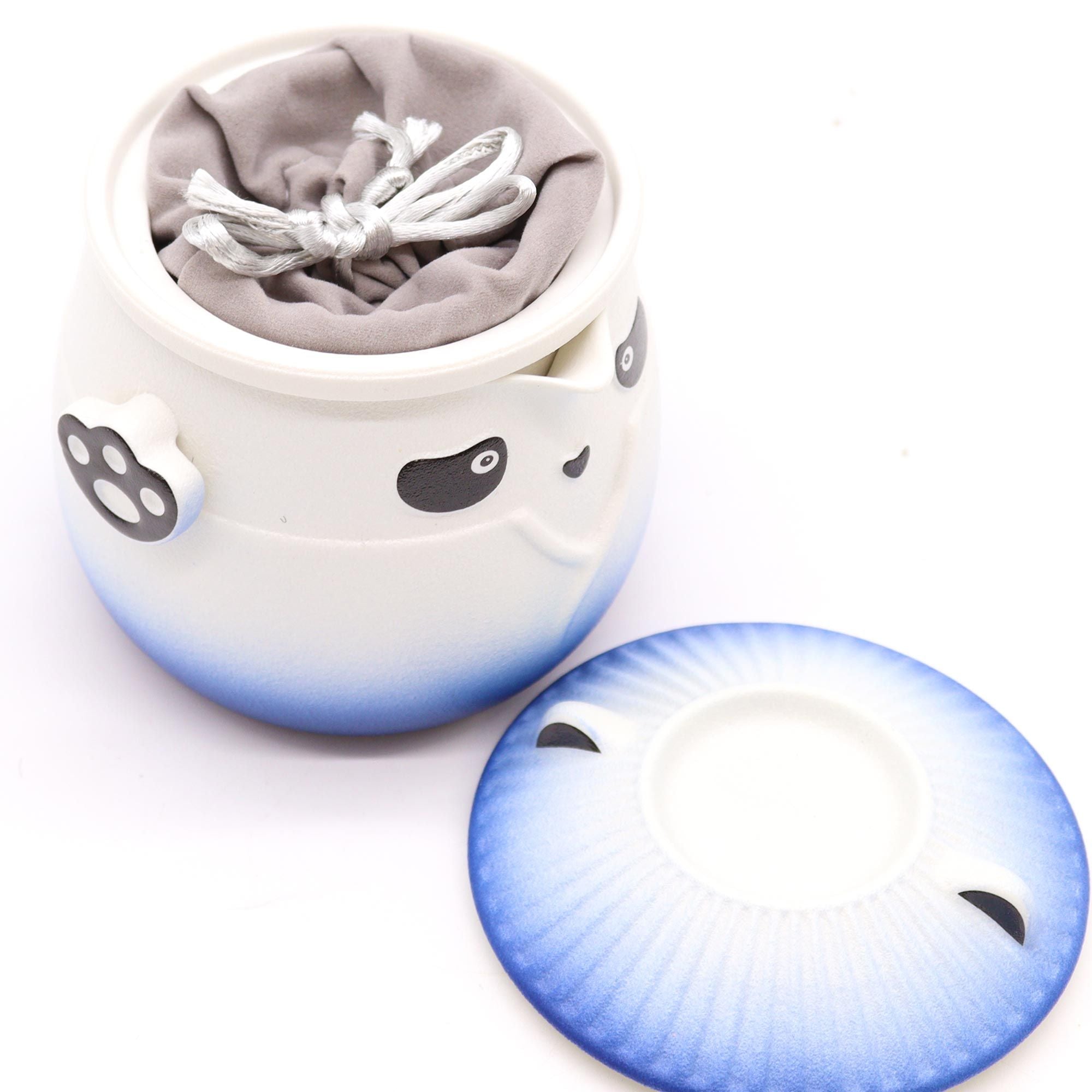 Sky Blue Panda Teapot Set With Three Cups