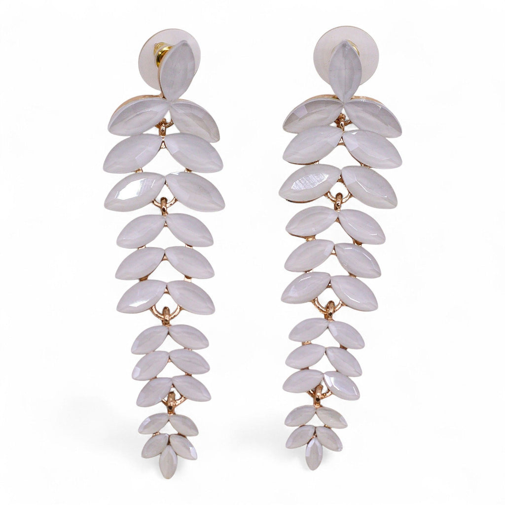 Pearl Vintage Glass Long Drop Earrings