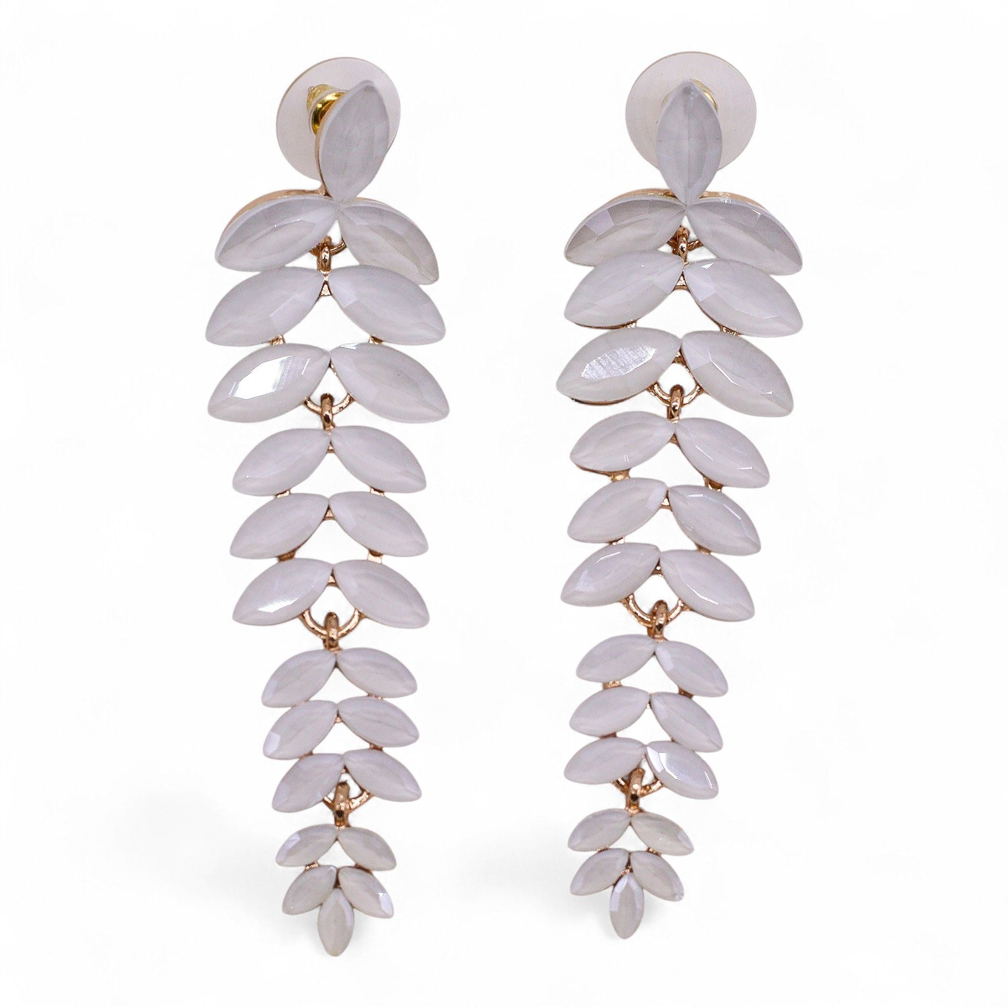 Pearl Vintage Glass Long Drop Earrings