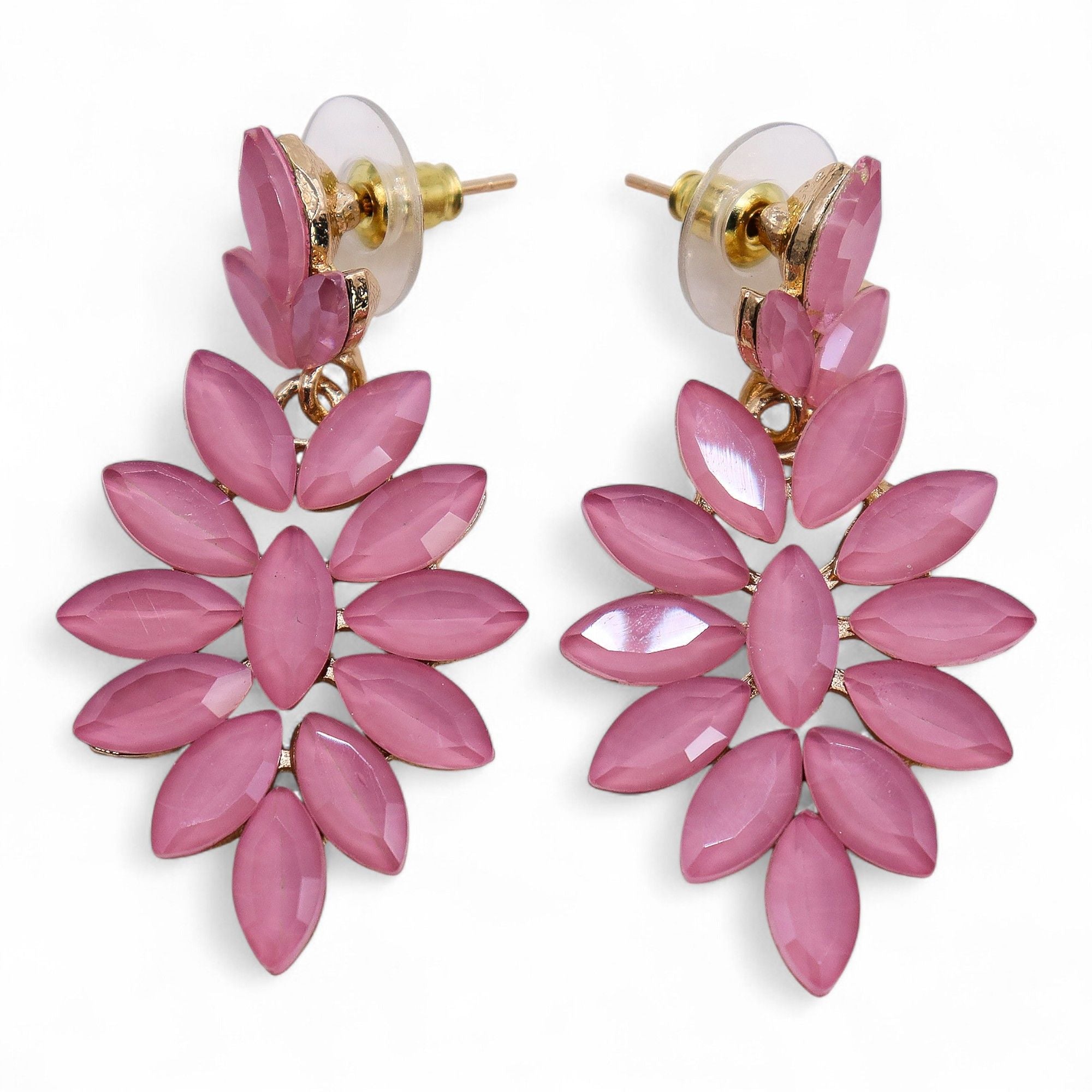 Soft Pink Vintage Glass Long Drop Earrings