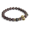 Bronze Skull Bloodstone Gemstone Bracelet