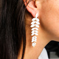 Pearl Vintage Glass Long Drop Earrings