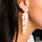 Pearl Vintage Glass Long Drop Earrings