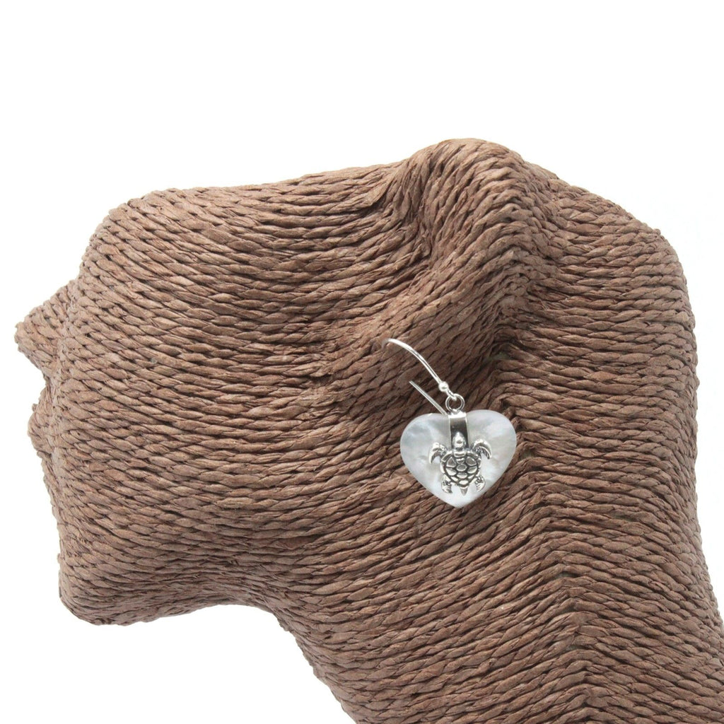 Mother of Pearl Sea Turtle Shell Earrings - 925 Silver