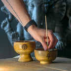 Large Om Ritual Bowl Incense Cone And Stick Holder - 11 x 6cm