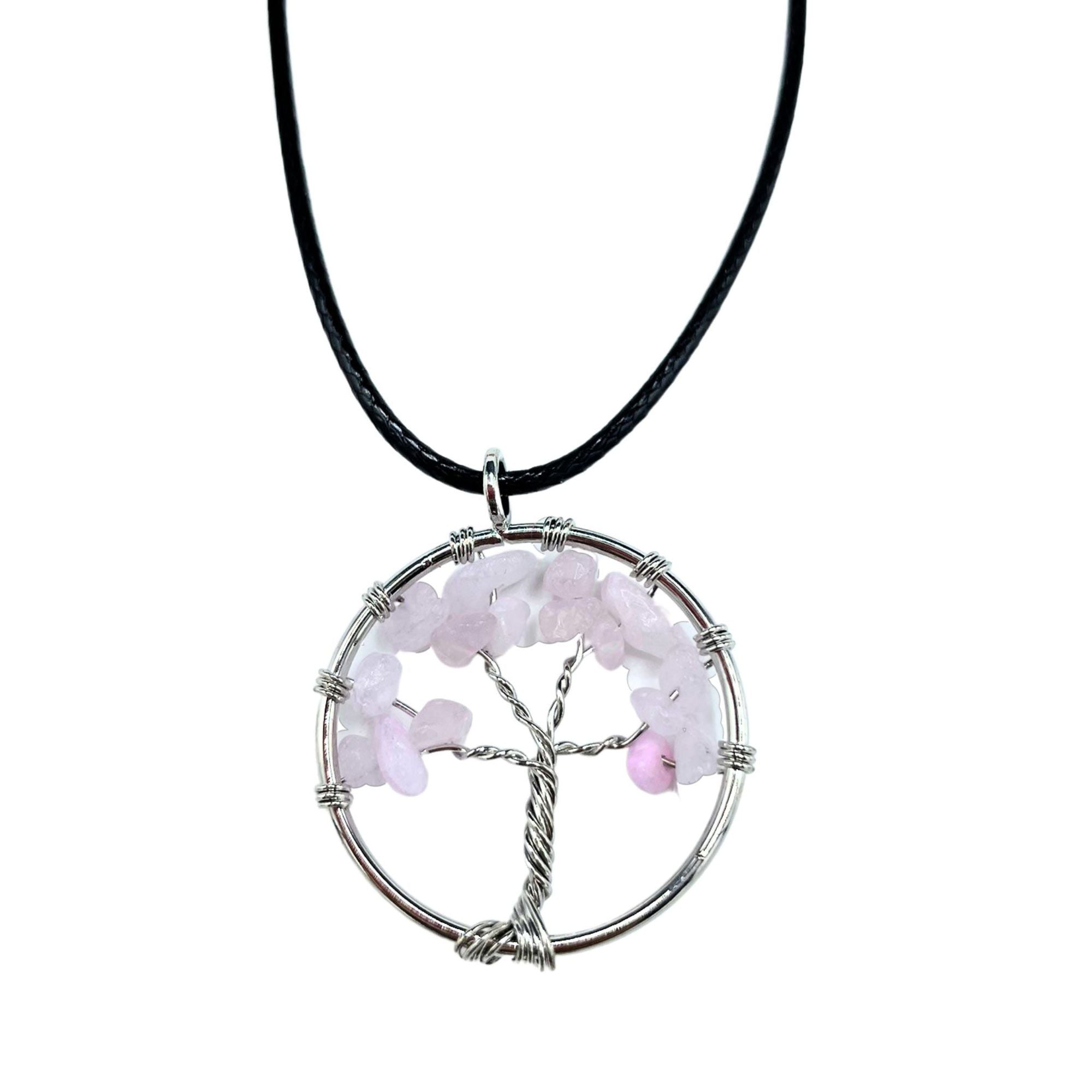 Rose Quartz Tree of Life Gemstone Pendant