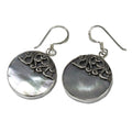 Mother of Pearl Classic Disc Shell Earrings - 925 Silver