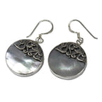 Mother of Pearl Classic Disc Shell Earrings - 925 Silver