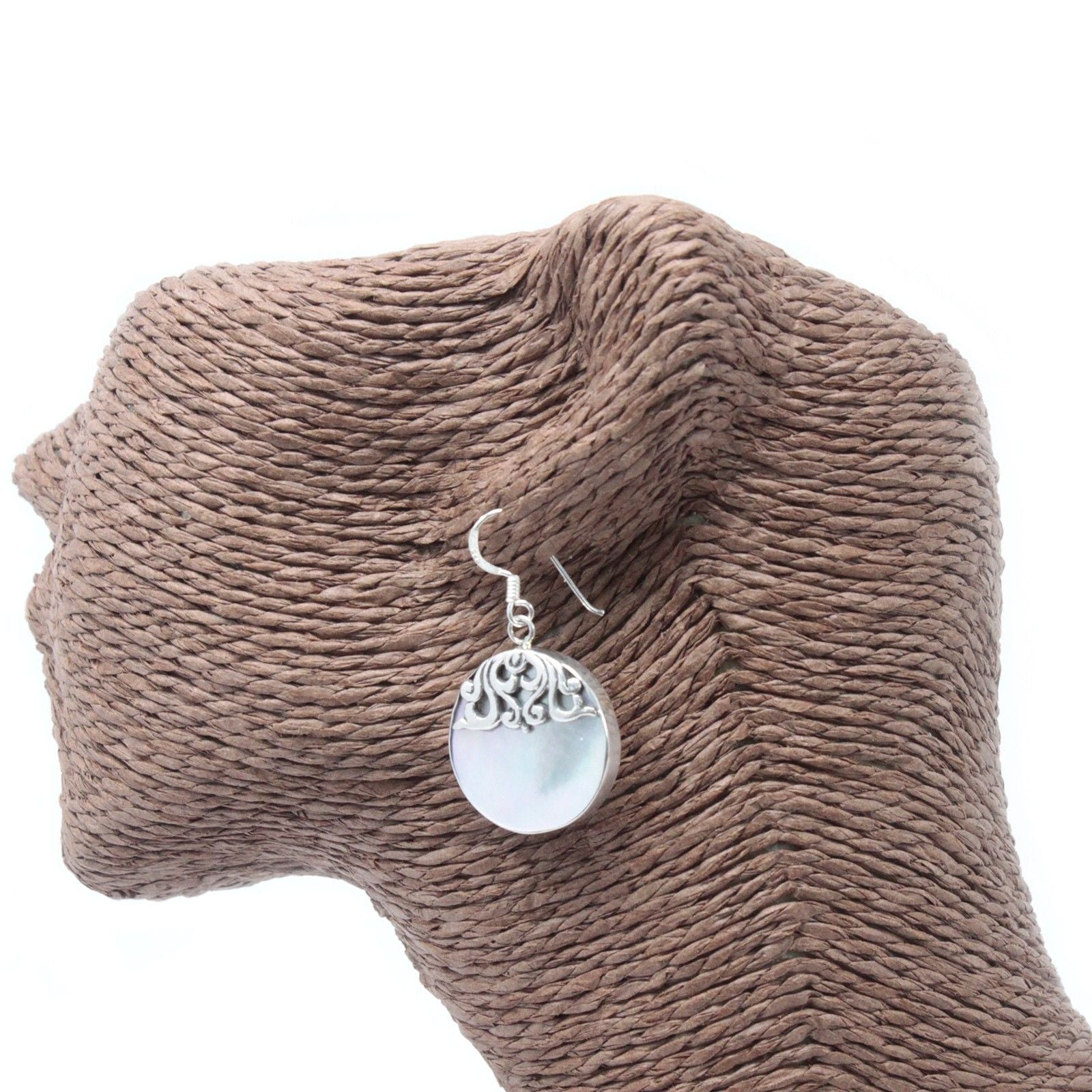 Mother of Pearl Classic Disc Shell Earrings - 925 Silver