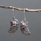 Gold And Silver Angel Wings Drop Earrings
