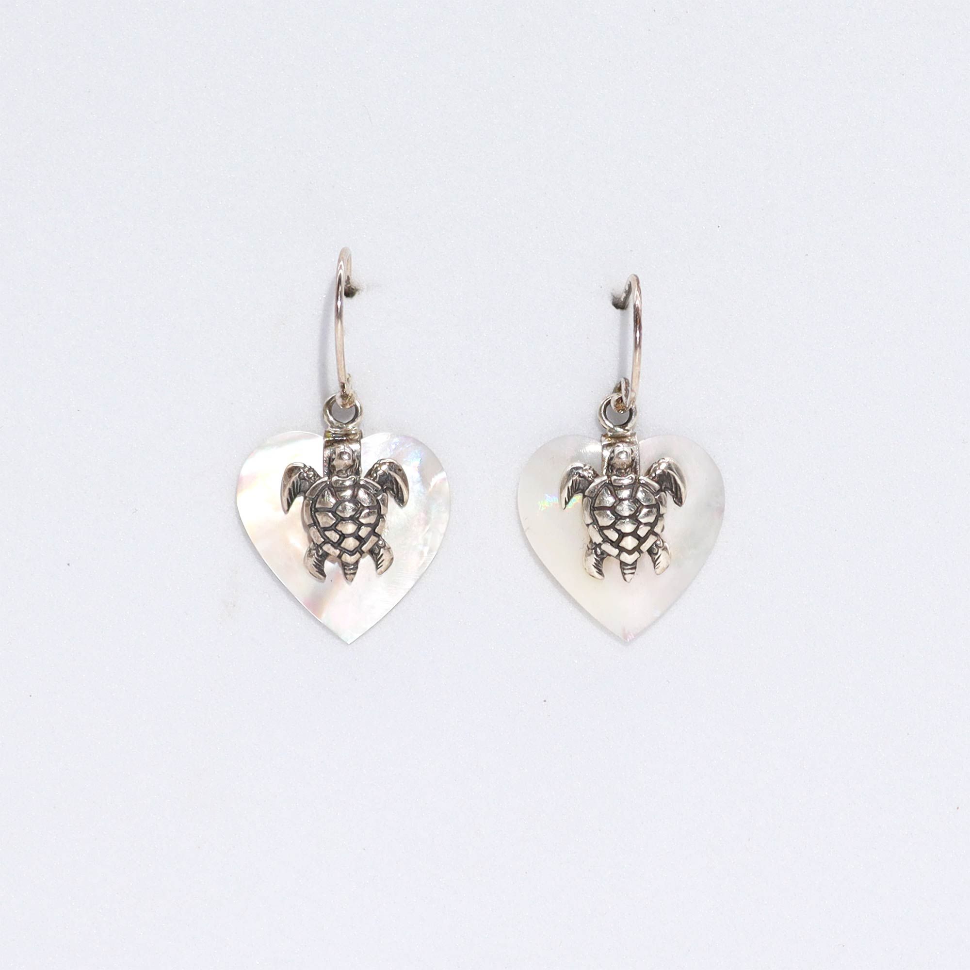 Mother of Pearl Sea Turtle Shell Earrings - 925 Silver