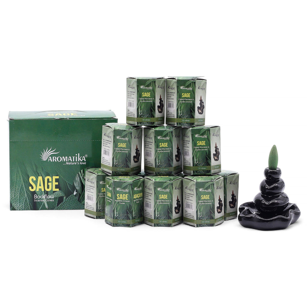 Sage Masala Backflow Incense Cones - Pack of 10