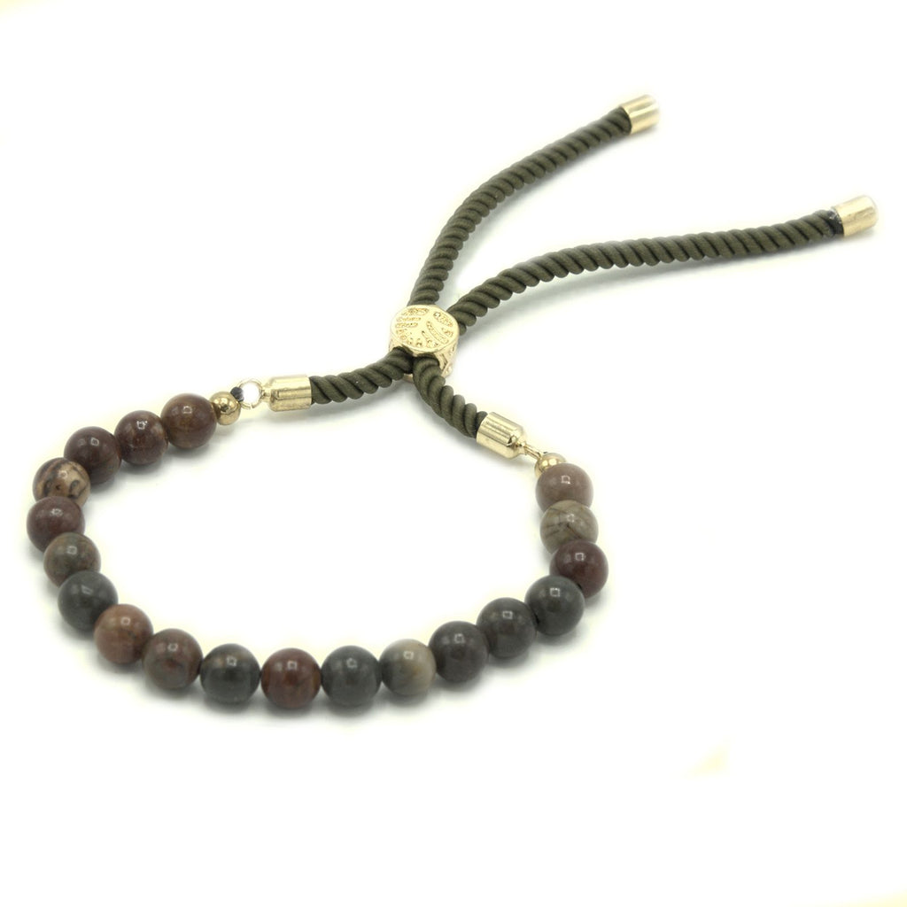 Picasso Jasper Moss String Bracelet - 18K Gold Plated