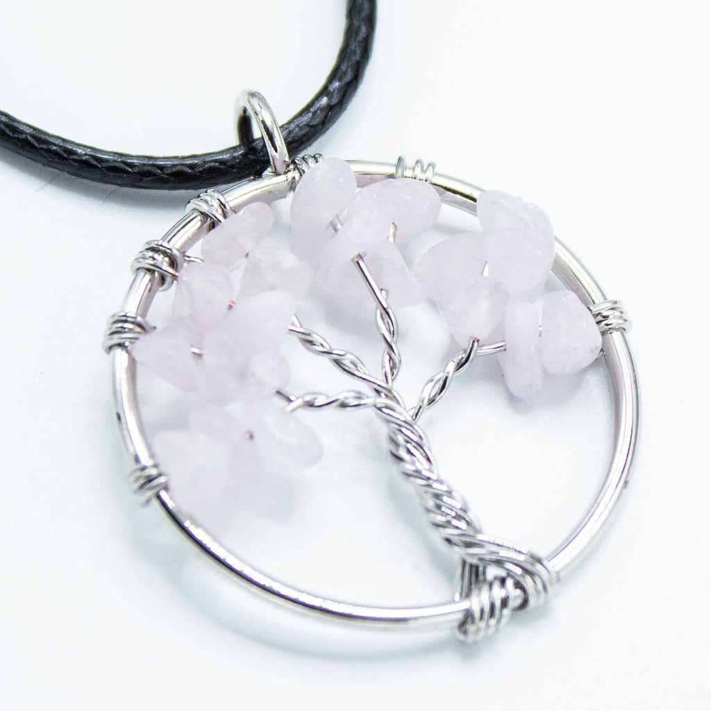 Rose Quartz Tree of Life Gemstone Pendant