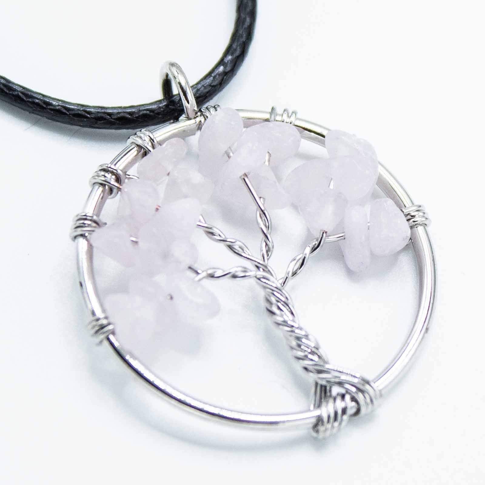 Rose Quartz Tree of Life Gemstone Pendant