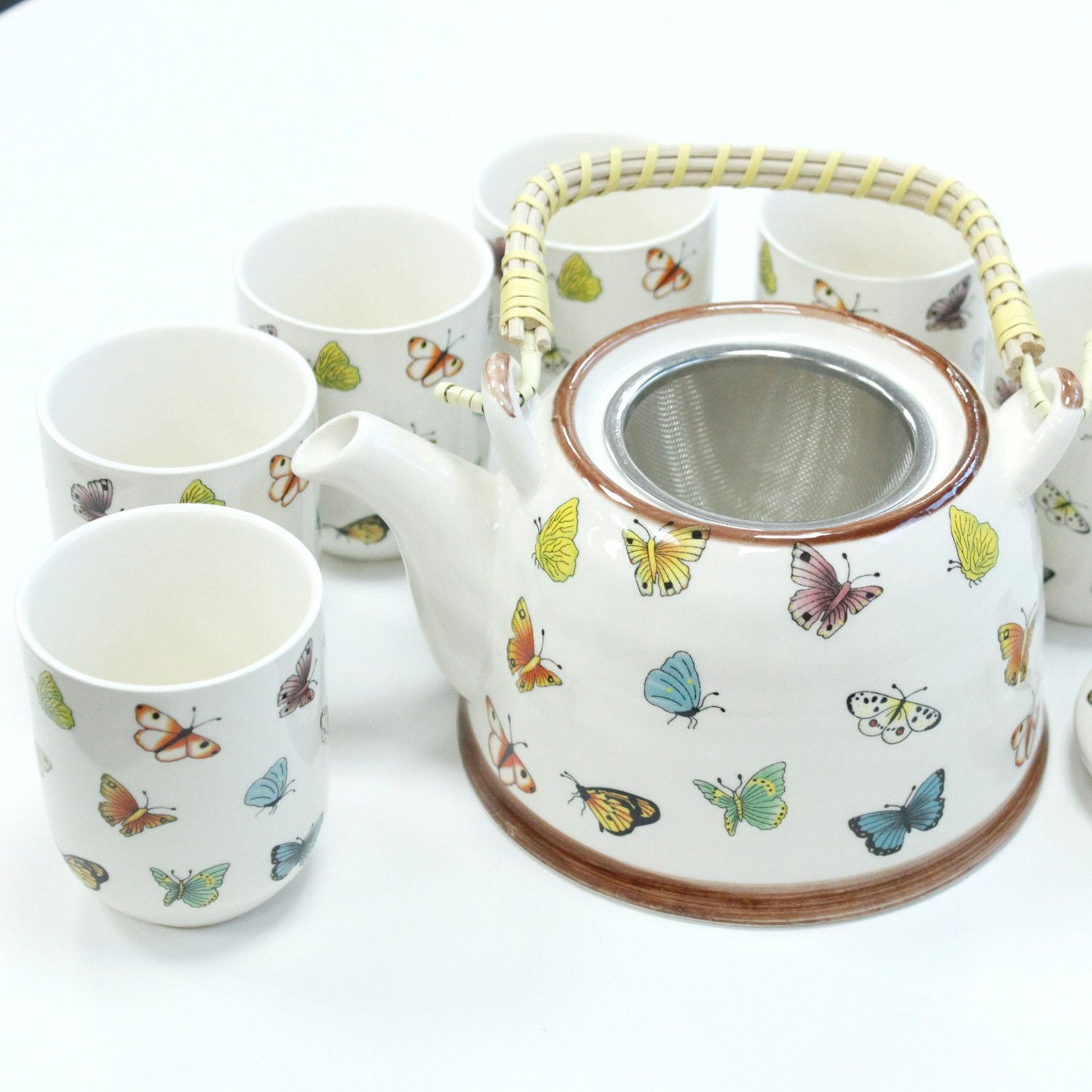 Butterfly Herbal Teapot Set With Six Cups