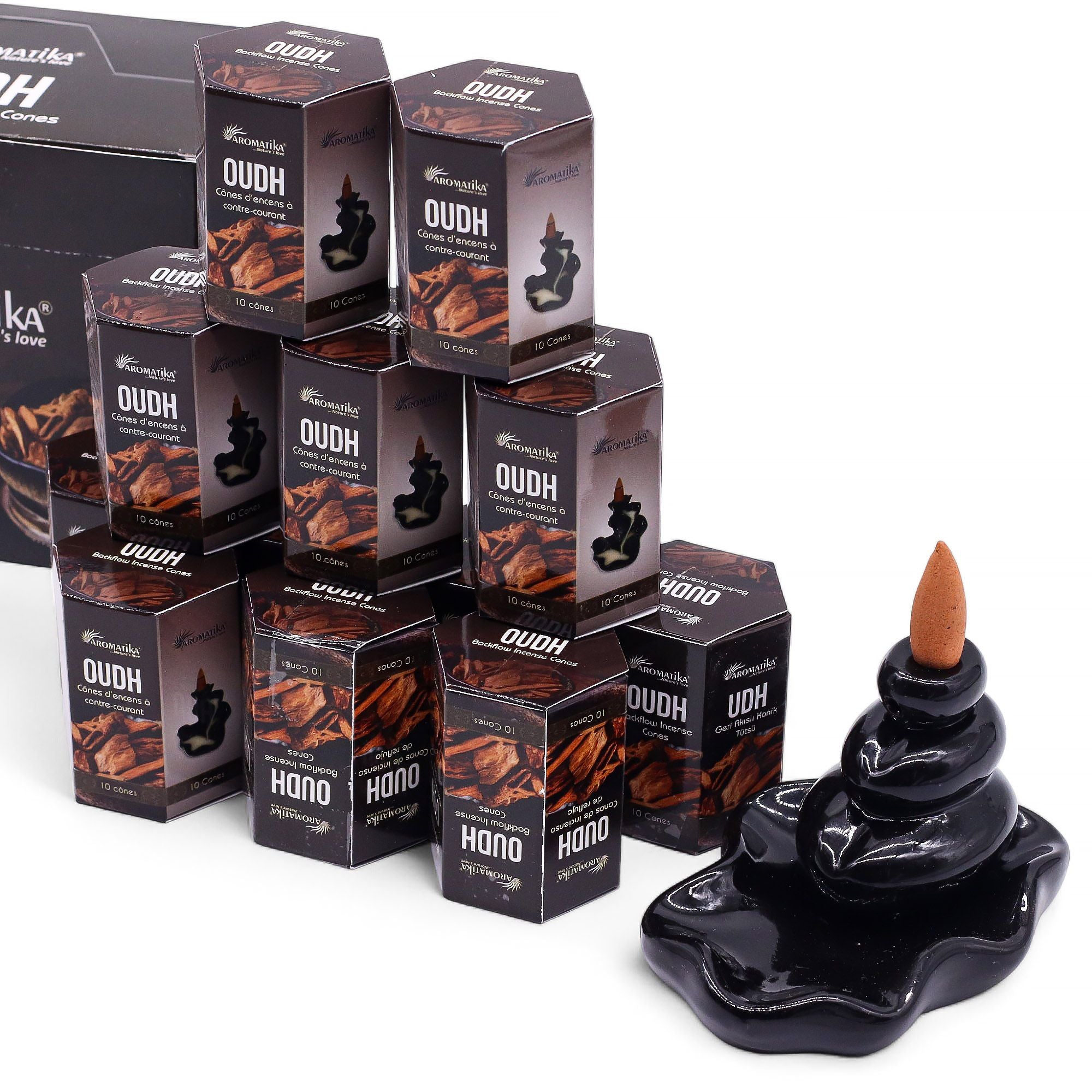 Oudh Masala Backflow Incense Cones - Pack of 10
