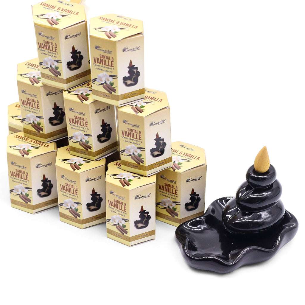 Sandalwood And Vanilla Masala Backflow Incense Cones - Pack of 10