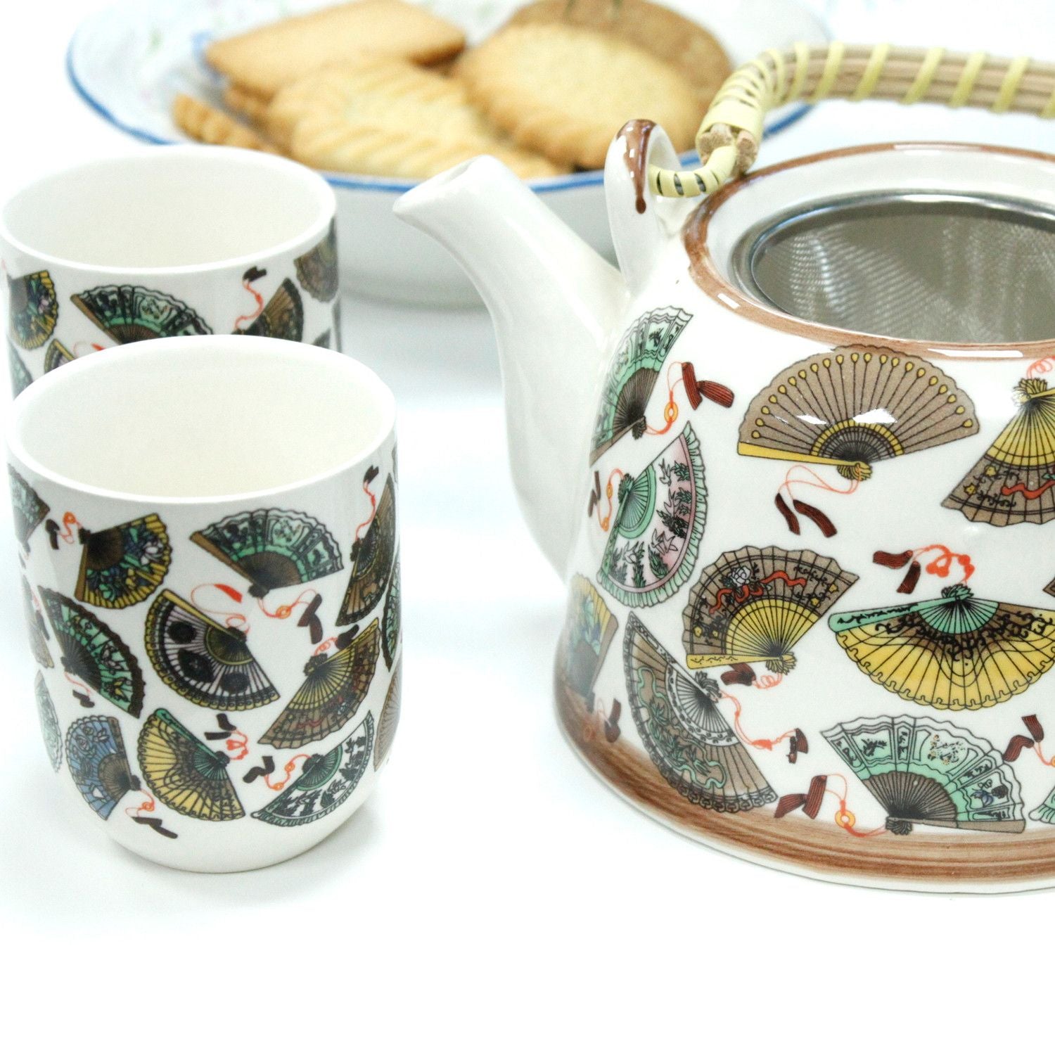 China Fans Herbal Teapot Set With Six Cups