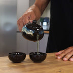 Herbal Black Glaze Teapot Set With Two Cups