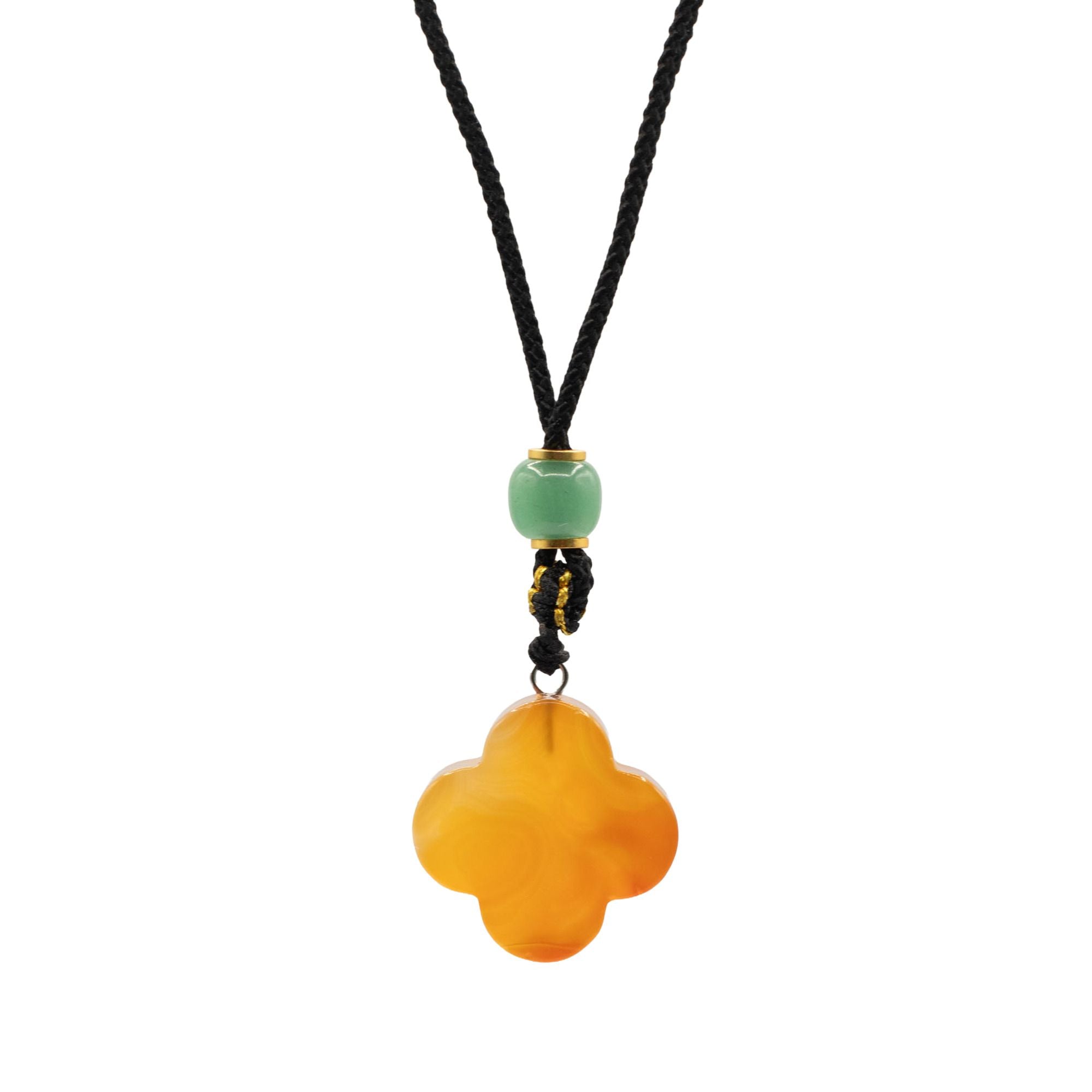 Red Jade Clover Cord Gemstone Pendant