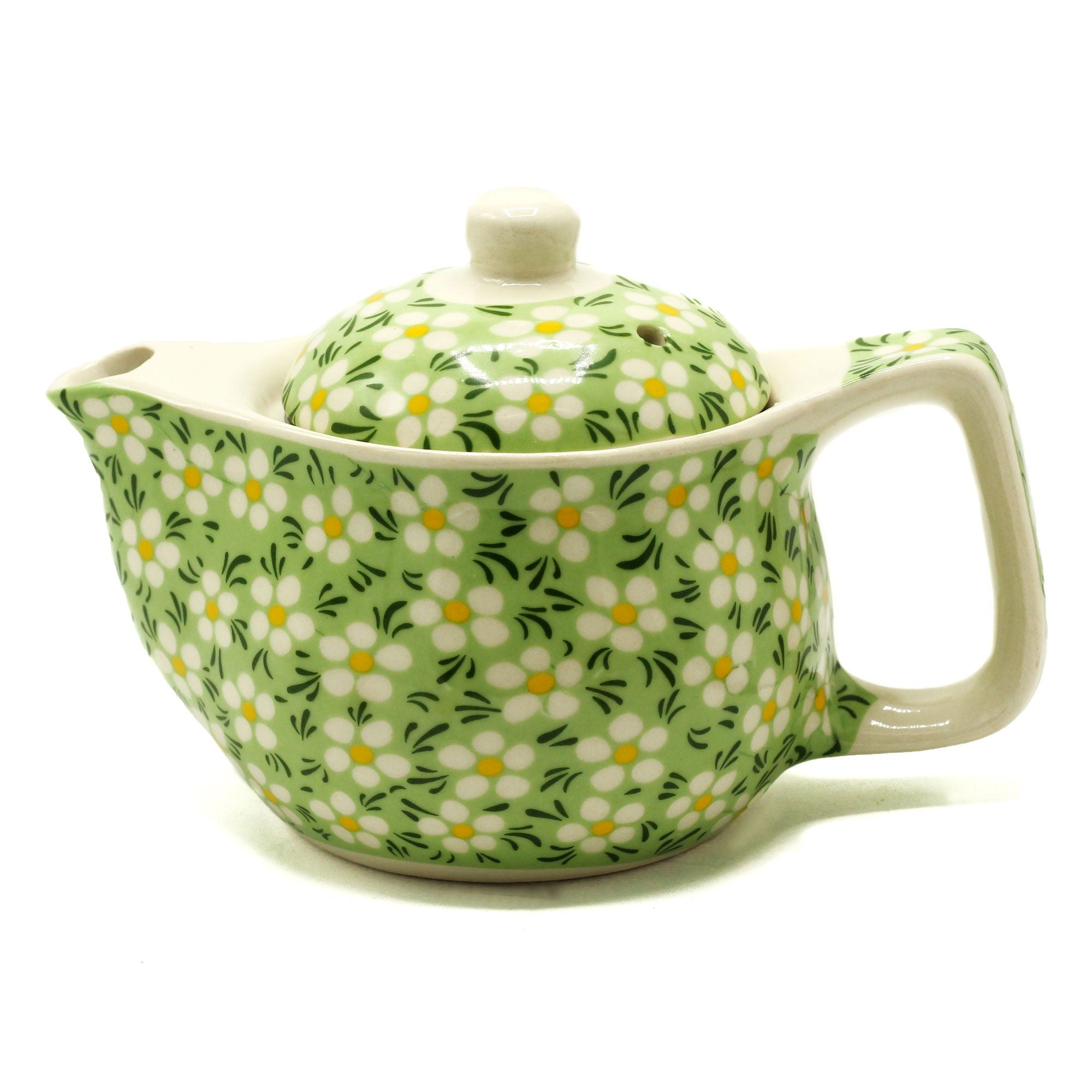 Small Green Daisy Herbal Teapot
