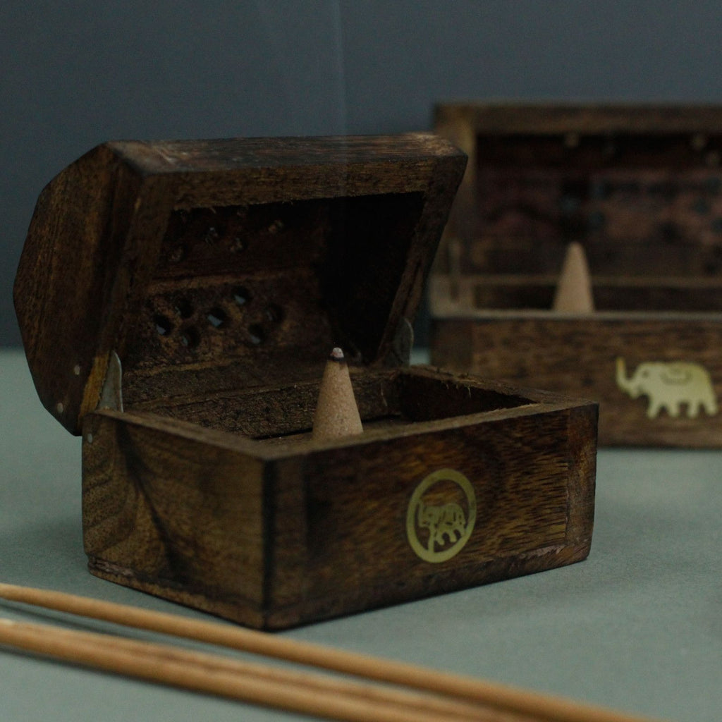 Mini Mango Wood Incense Cone Smoke Box