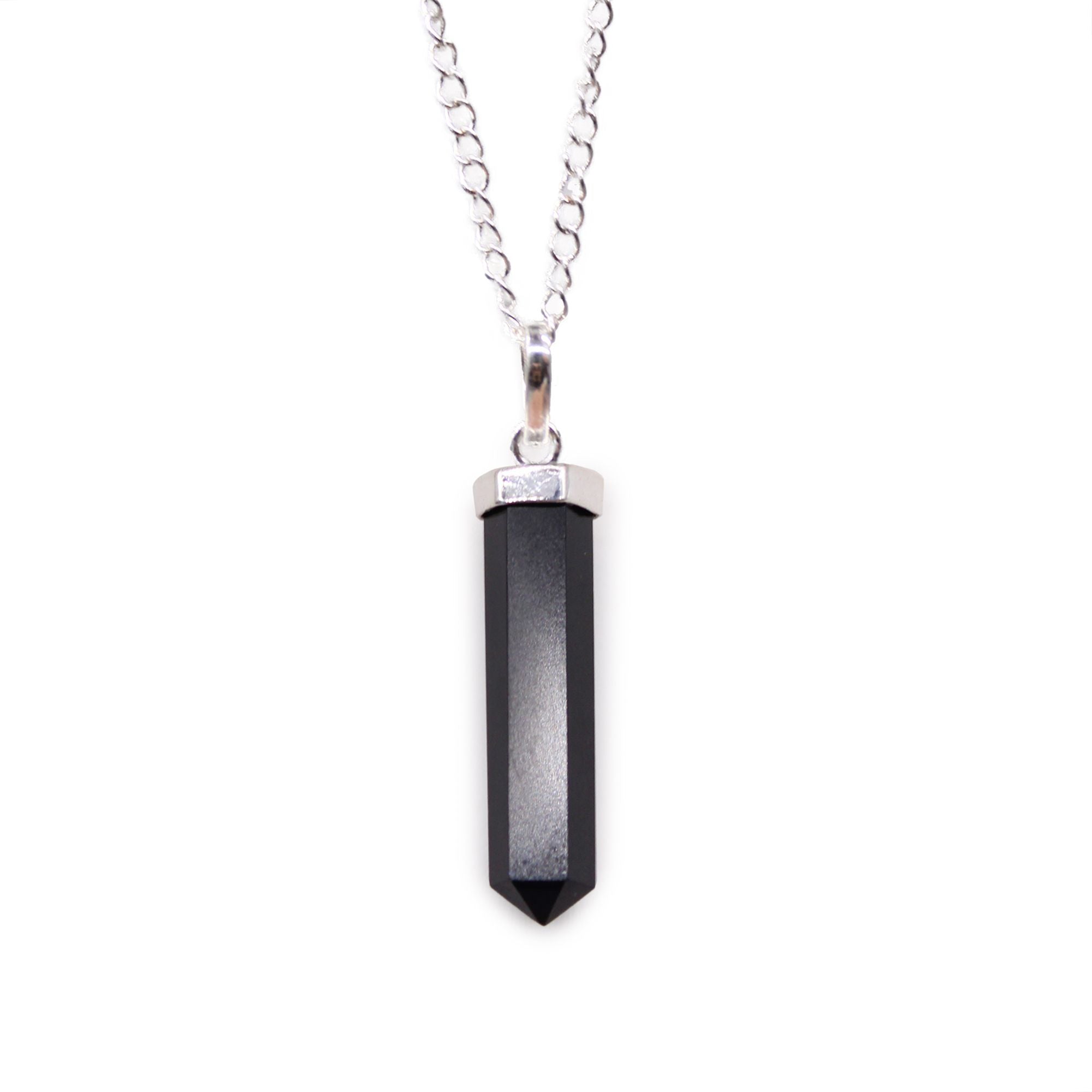 Black Agate Classic Point Gemstone Pendant