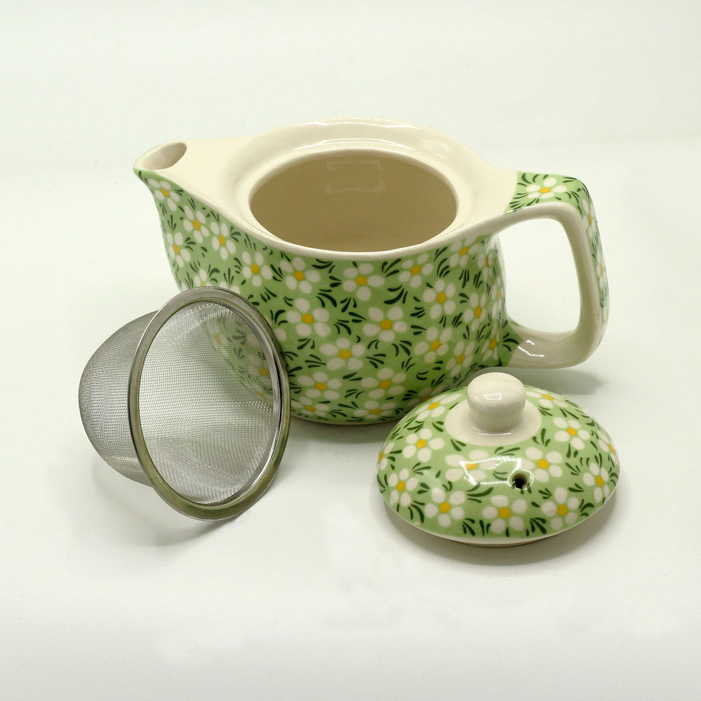 Small Green Daisy Herbal Teapot