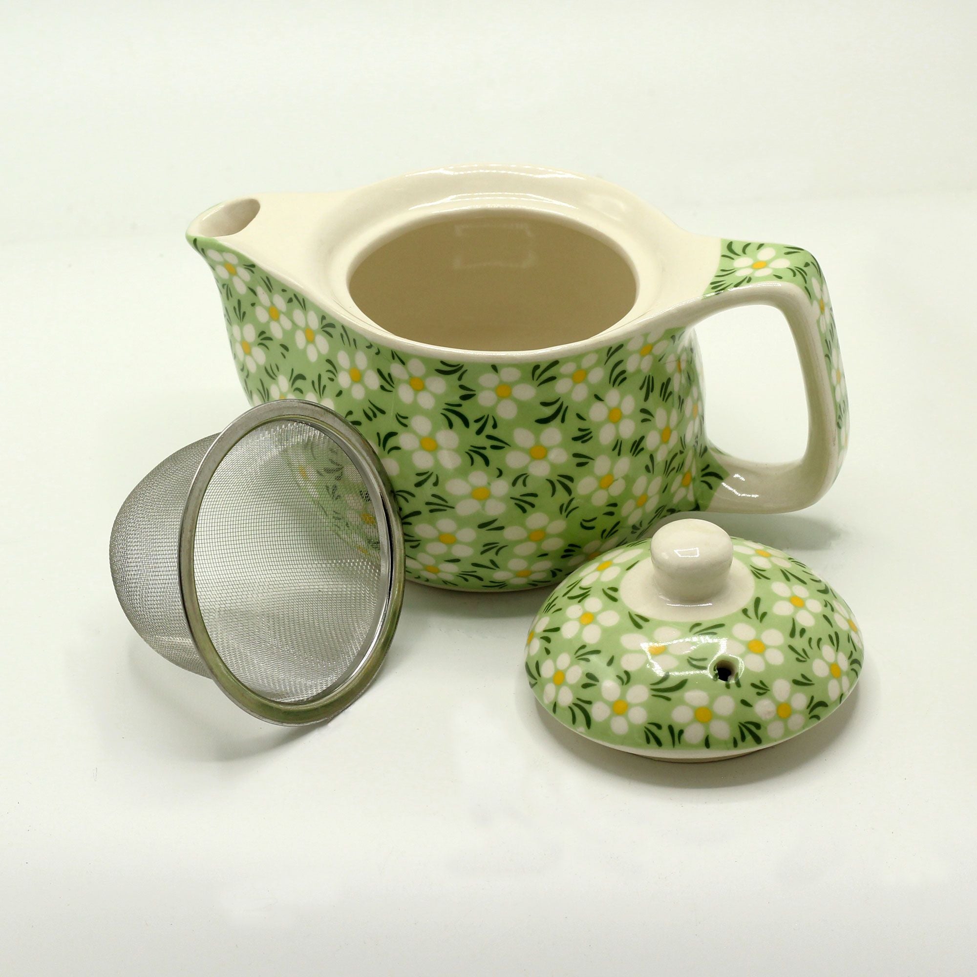 Small Green Daisy Herbal Teapot
