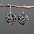 Mandala Hearts Silver and Gold Earrings