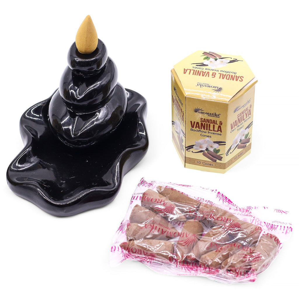 Sandalwood And Vanilla Masala Backflow Incense Cones - Pack of 10
