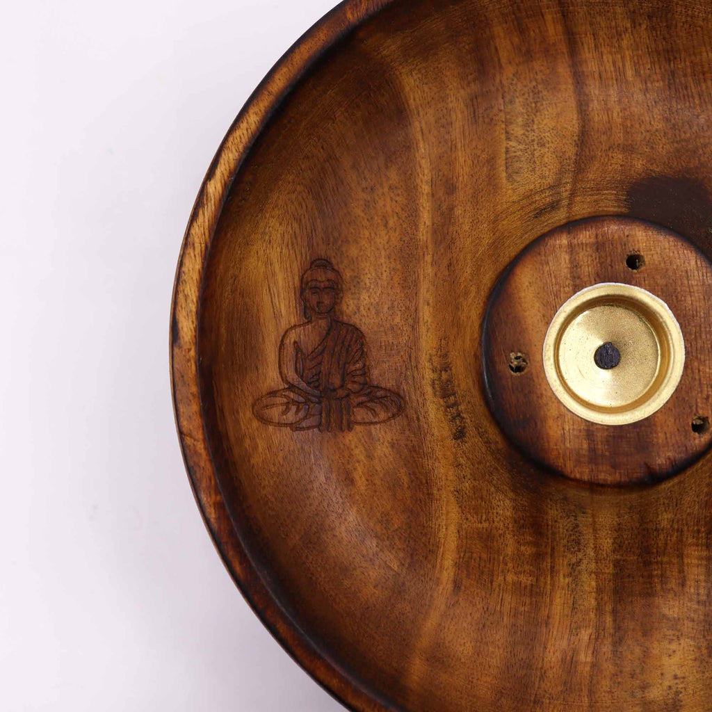 Buddha Wooden Incense Stick And Cone Burner Disc