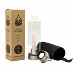 Rejuvenating Rose Quartz Crystal Infused Glass Water Bottle - Obelisk