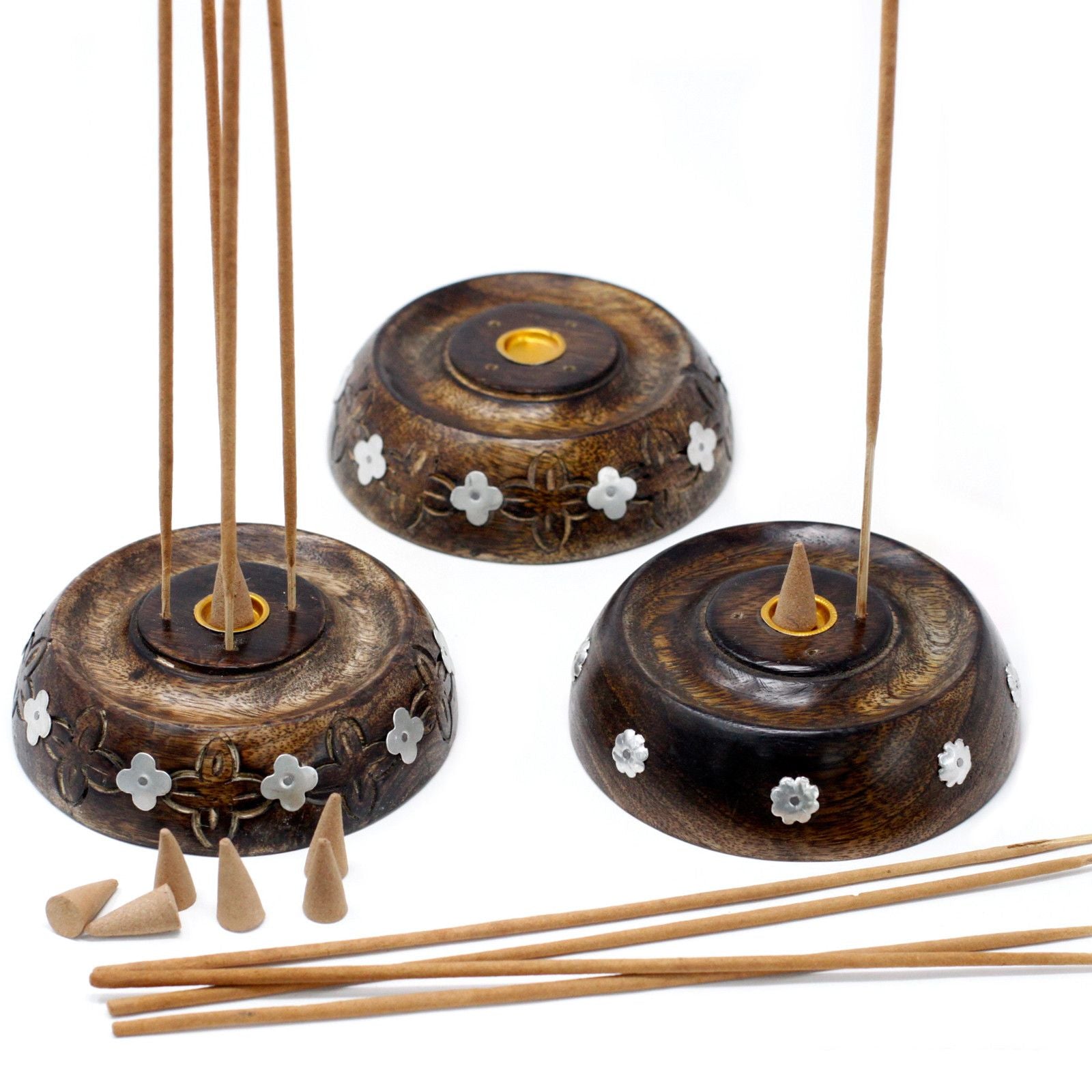 Mango Wood Cone And Stick Incense Burner - Ash Design