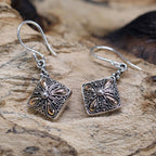 Square Drop Silver and Gold Earrings