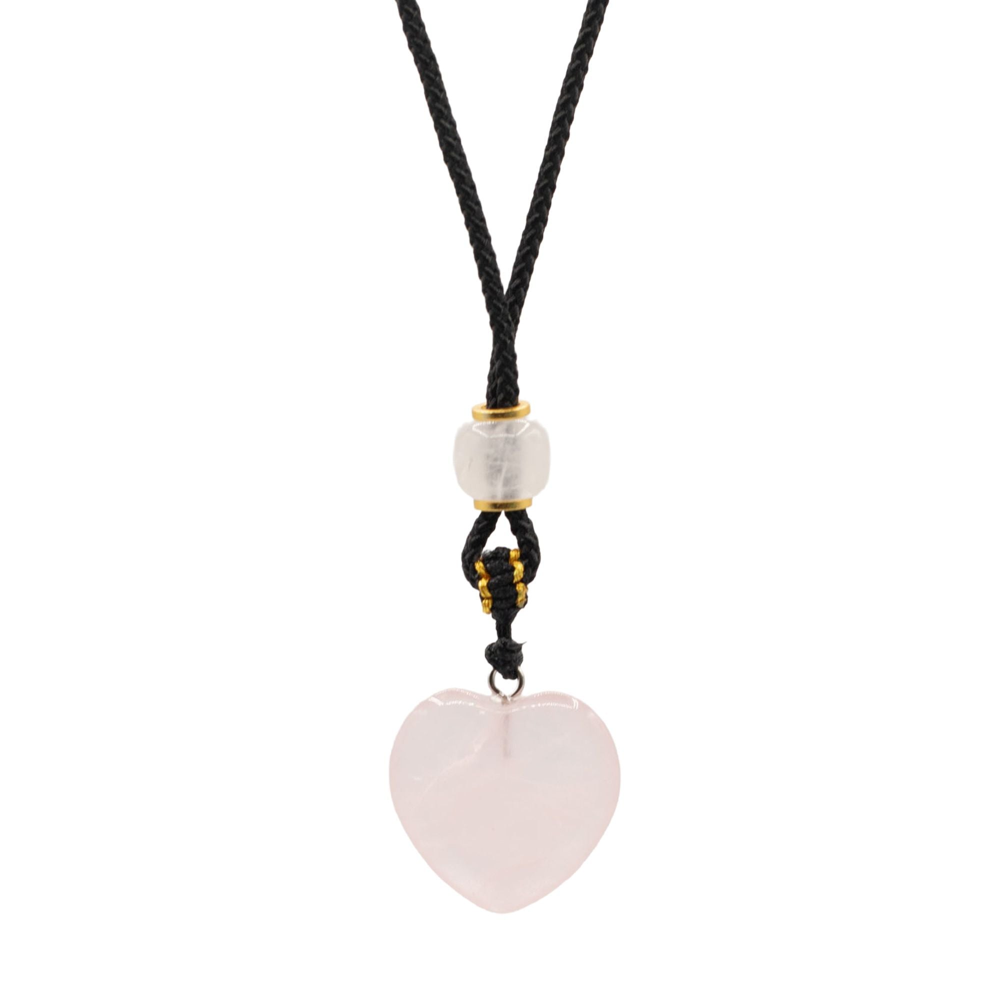 Rose Quartz Heart Cord Gemstone Necklace