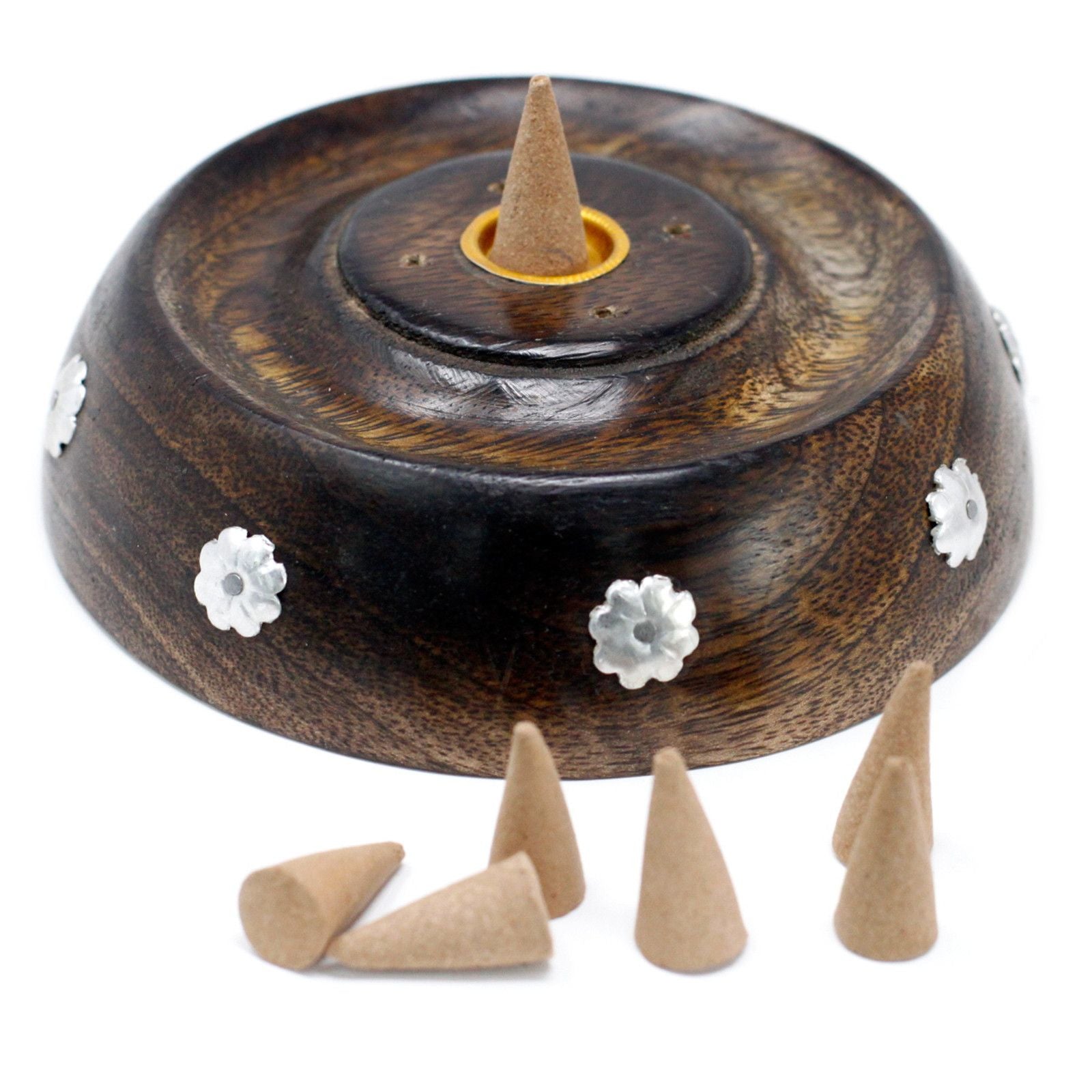 Mango Wood Cone And Stick Incense Burner - Ash Design
