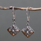Square Drop Silver and Gold Earrings