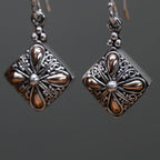 Square Drop Silver and Gold Earrings