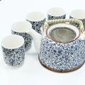 Blue Pattern Herbal Teapot Set With Six Cups