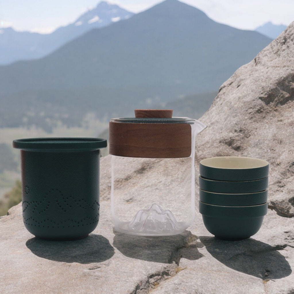 Travel Mountain Teapot Set With Four Cups